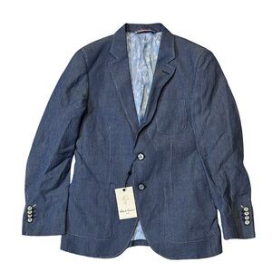 NEW Robert Graham boys M Medium blue stripe linen blend 2-button sport coat NWT